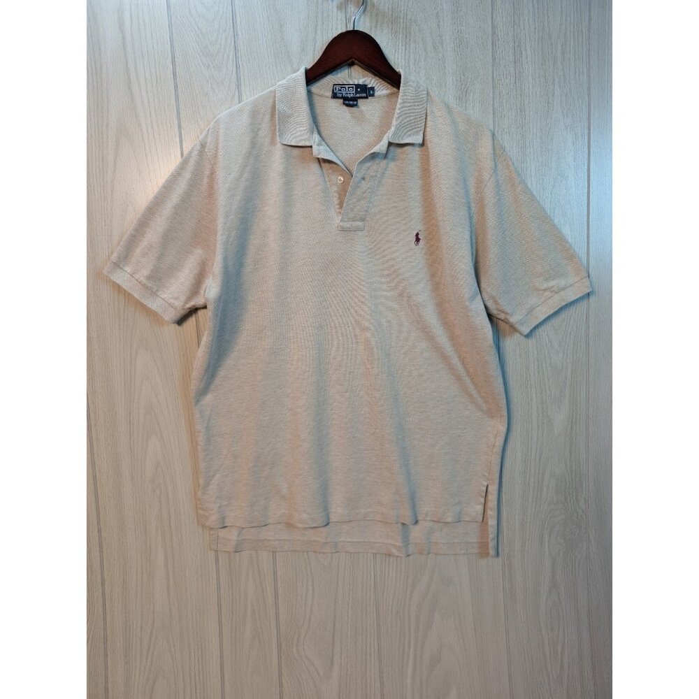 Polo Ralph Lauren Shirt Mens Large L Beige Tan Short Sleeve Classic Regular
